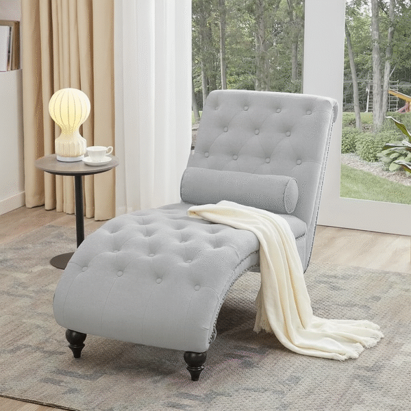 Canora Velvet Chaise Lounge - Grey