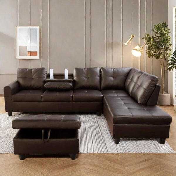 Julie Sectional Sofa with Storage Ottoman