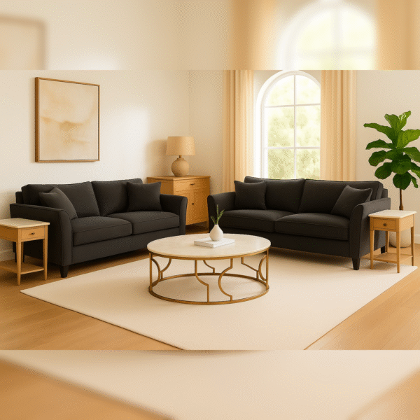 Cozza Living Room Set - Black Linen