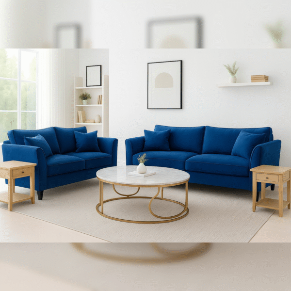 Cozza Living Room Set - Blue Velvet