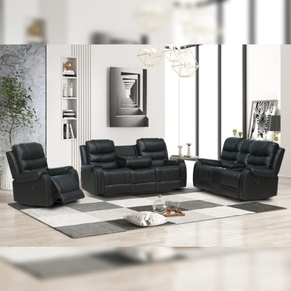 Regal Air Leather Recliner Set Black