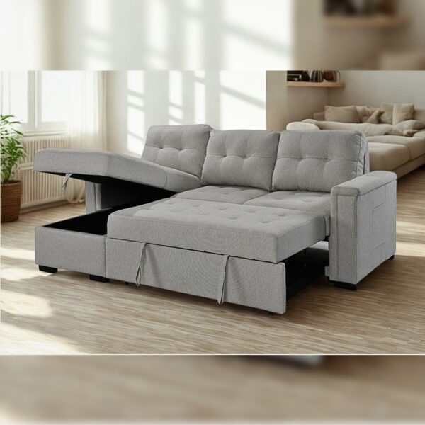 Taranto Sectional Sofa Bed Linen Grey
