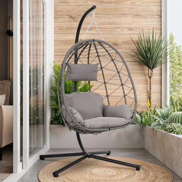 Astra Patio Hanging Basket Chair Light Grey