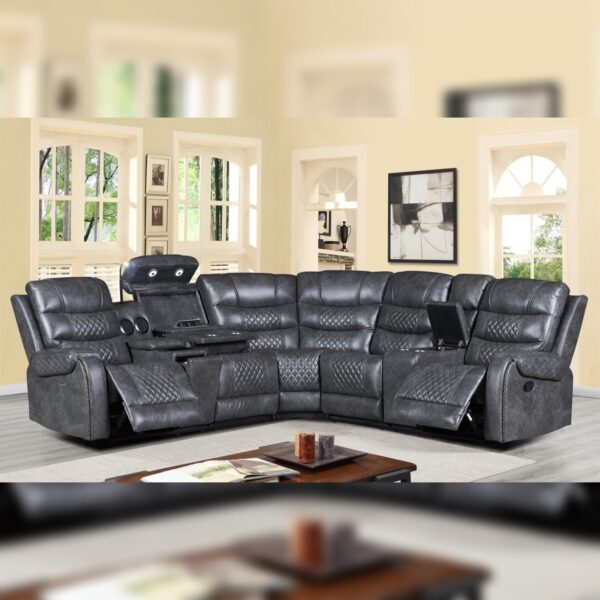 Royal Sectional Recliner Set Grey