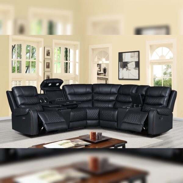 Royal Sectional Recliner Set Black