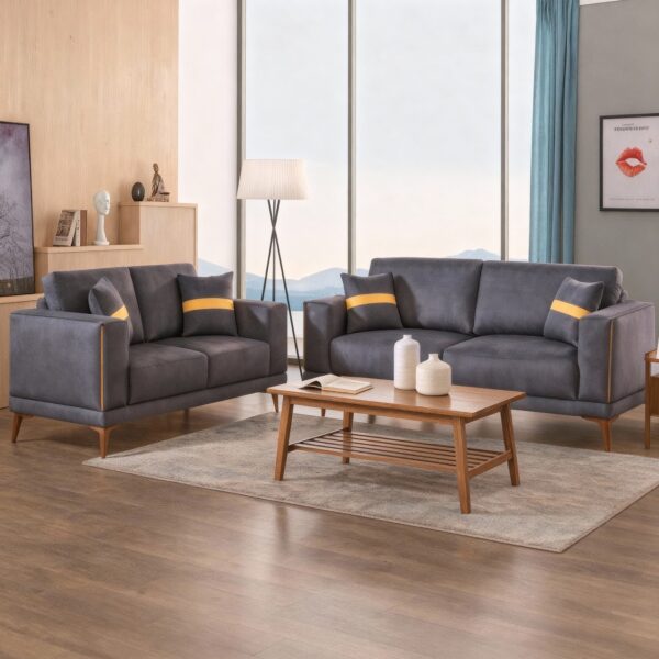 Carlino 2+3 Sofa Set Dark Grey