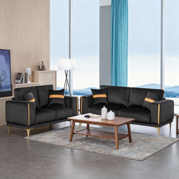 Carlino 2+3 Sofa Set Black