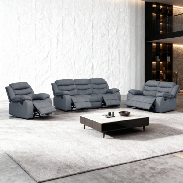 Whitnie 6-Seater Recliner Set Dark grey