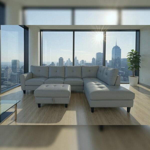 Loriece Corner Sofa with Ottoman Grey