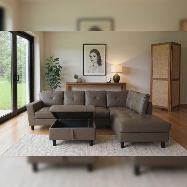 Loriece Corner Sofa with Ottoman Brown