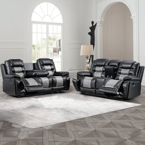 Lodbell 2+3 Manual Recliner Sofa Set - Grey