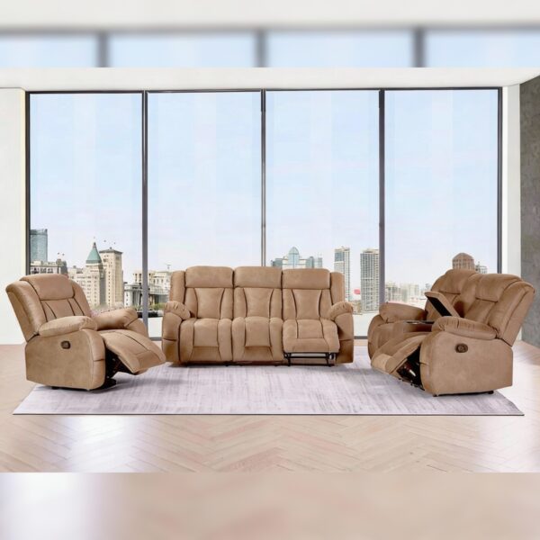 Manual Glider & Swivel Recliner Set Beige