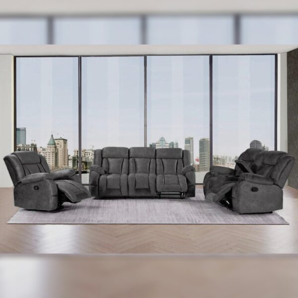 Manual Glider & Swivel Recliner Set Dark Grey