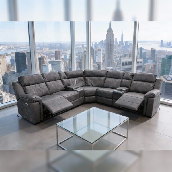 Vanessa Reclining Sectional Sofa Grey