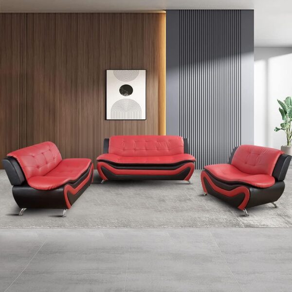 Melany Sofa Set Red and Black