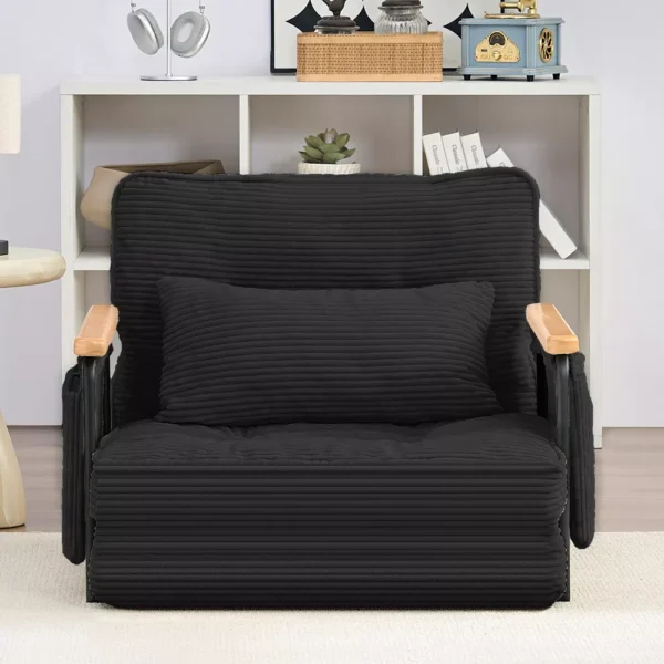 Adjustable Floor Sofa Bed One Seater Black