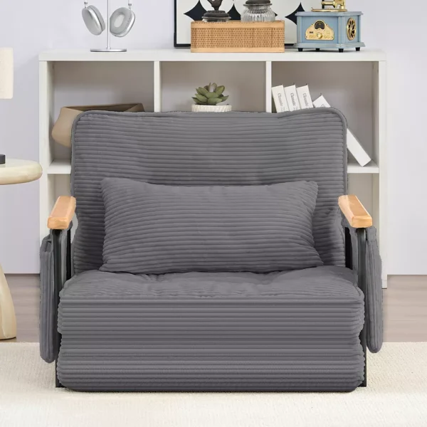 Adjustable Floor Sofa Bed One Seater Grey