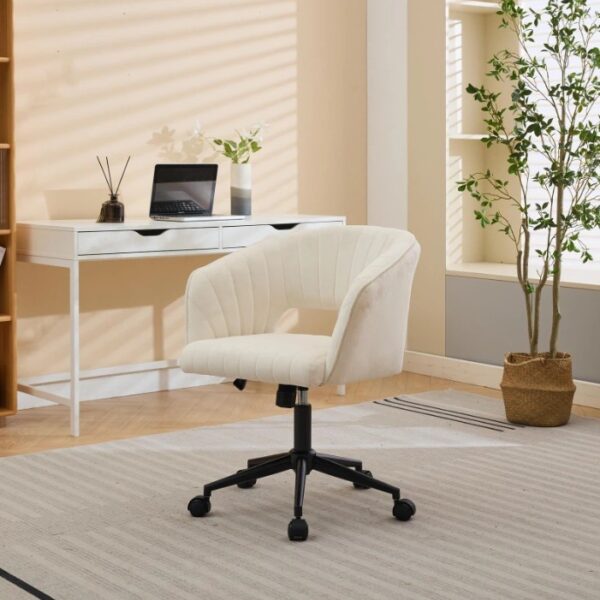 Swivel Armchair Beige Black Leg