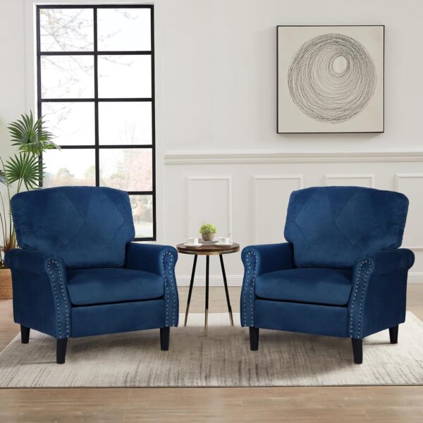 Mid-Century Modern Accent Chair Dark Blue