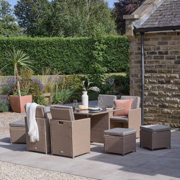 Eton 9pc Outdoor Dining Set Brown + Grey