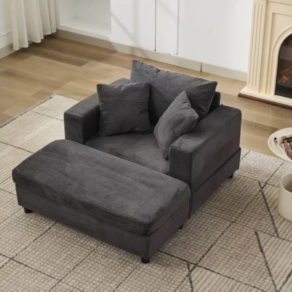 Mixoy Sleeper Chair With Ottoman Grey