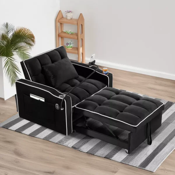 Khanne Convertible Sleeper Chair Black