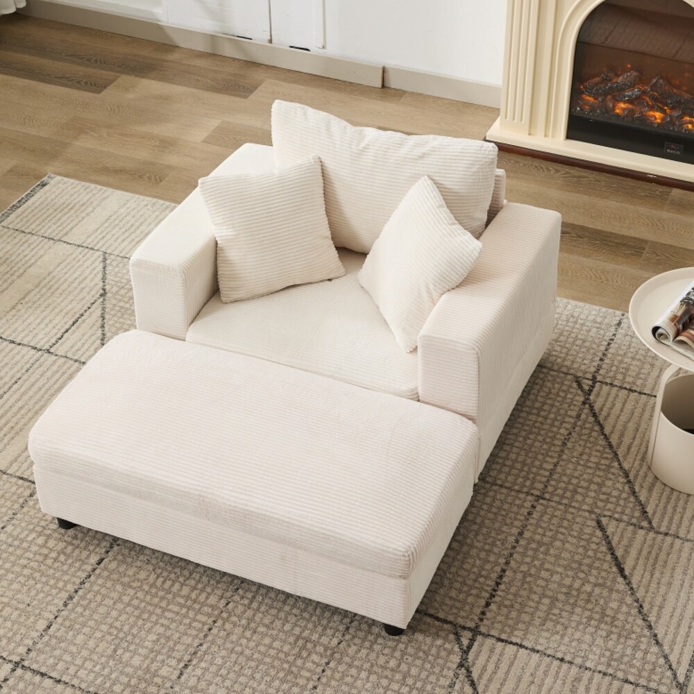 Upholstered-Chaise-Lounge-Chair-with-Removable-Ottoman,-Accent-Sofa-Bed-Sleeper-Couch-Bed,-Armchair-with-Lumbar-Pillows