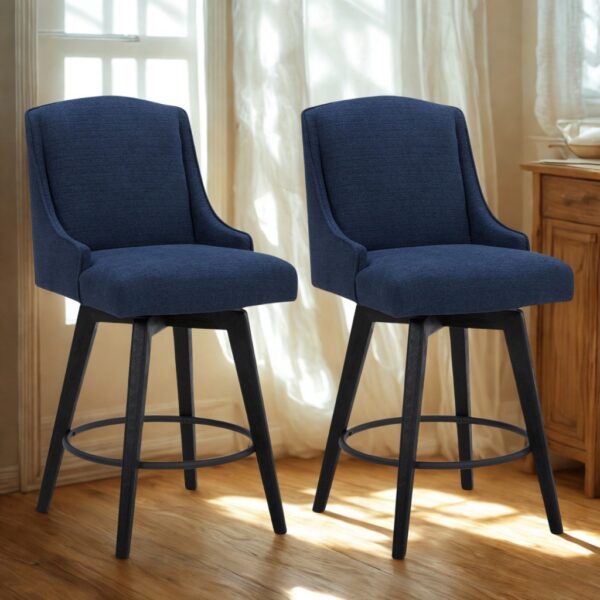 CHITA Swivel Barstool Linen Blue