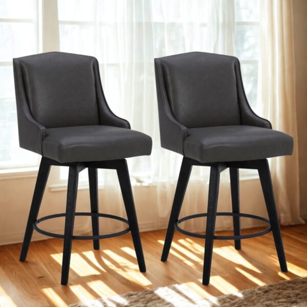 CHITA Swivel Barstool PU Dark Grey