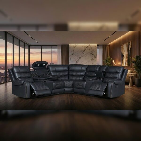 Air Leather Recliner Set Black