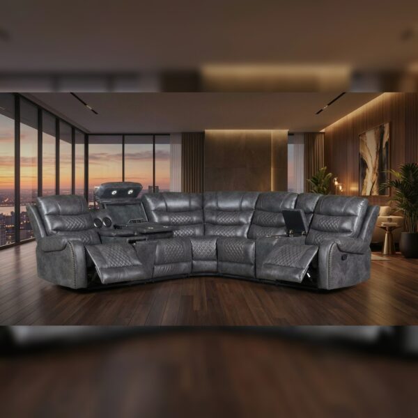 Air Leather Recliner Set Grey