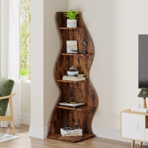 Wall Corner Bookshelf Brown