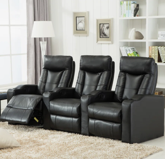 Jessa Theater Recliner Sofa BLACK