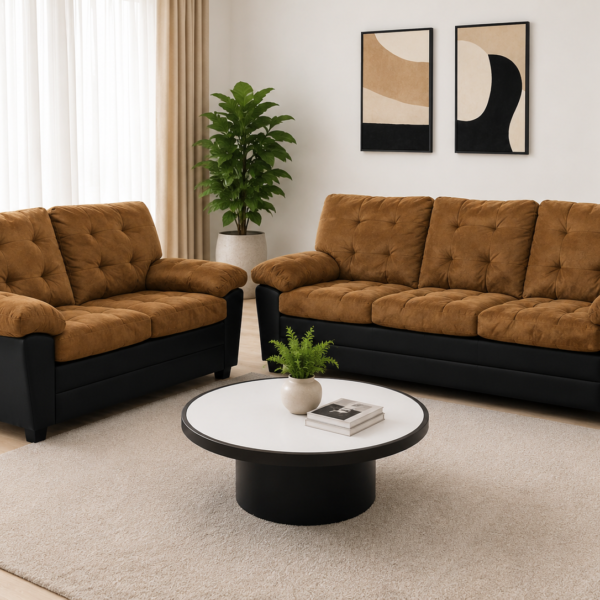 Brumbley 2+3 Sofa Set BLACK & BROWN