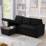 Sectional Sleeper Sofa Bed BLACK