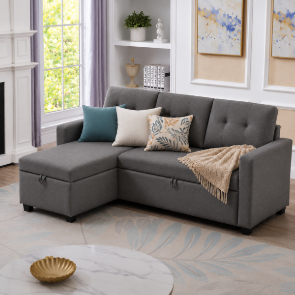 Sectional Sleeper Sofa Bed GREY