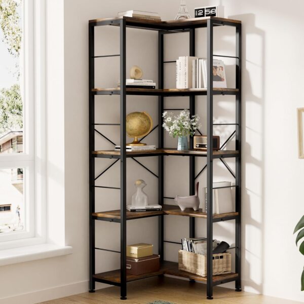 Corner 5 Tier Bookshelf BROWN