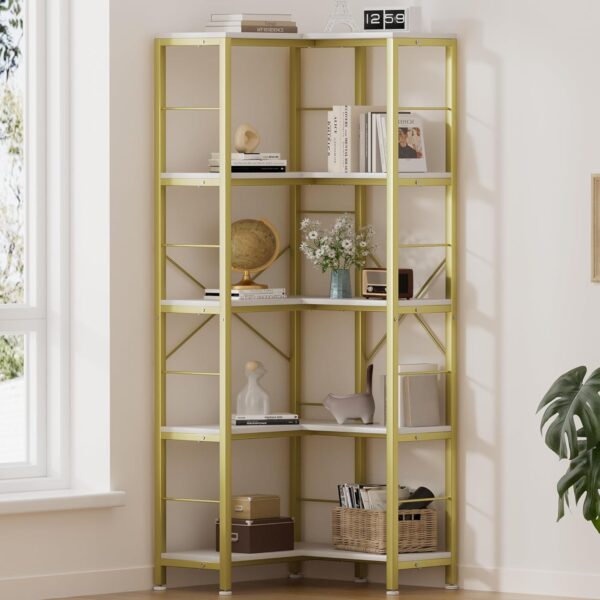 Corner 5 Tier Bookshelf GOLD