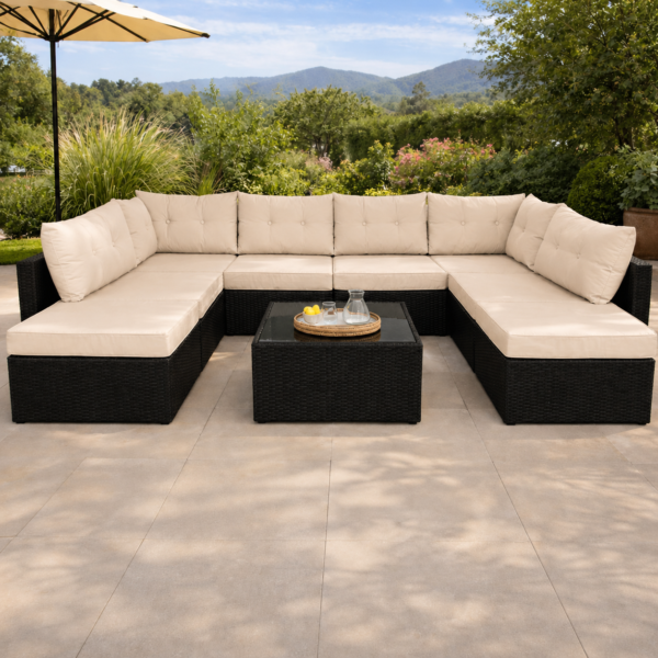 Eloisa 7pc Outdoor Set BLACK + BEIGE