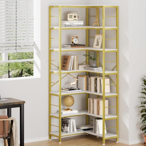 Corner 7 Tier Bookshelf GOLD