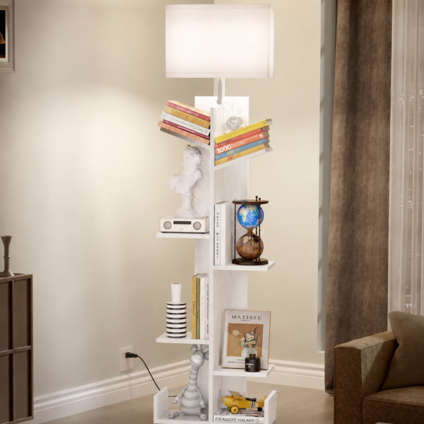 7 Tier Narrow Bookcase WHITE