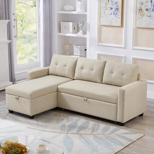 Sectional Sleeper Sofa Bed BEIGE