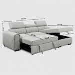 Carlos Corner Sofa Bed LITE GREY - Image 3