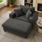 Upholstered Lounge Chair With Ottoman Grey