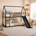 Metal House Bunk Bed BLACK - Image 2