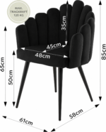 Shell Shape Velvet Chair BLACK - Image 3