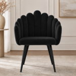 Shell Shape Velvet Chair BLACK