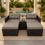 Tasmania 5 Piece Patio Set BLACK + DARK GREY