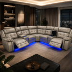 Corner Sectional Sofa With Power Cord Recliner GREY