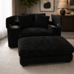 Upholstered Lounge Chair BLACK - Image 2